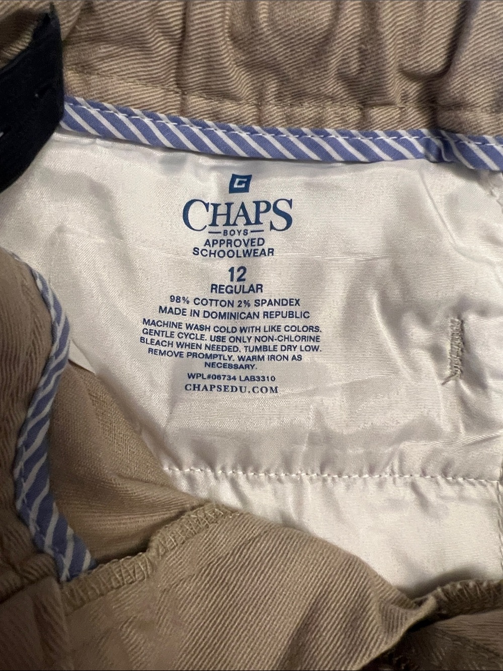 Chaps Boys Tan Khaki School Pants 12 Regular